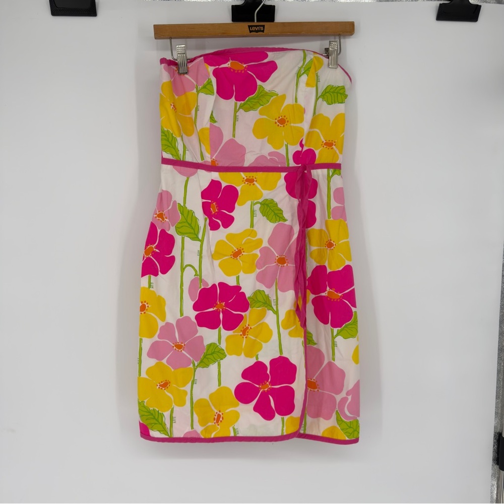 Vintage Lilly Pulitzer White Floral Sleeveless Mini Dress Sz 4